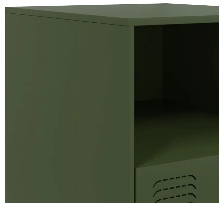 Mesas de cabeceira 2 pcs 34,5x39x44 cm aço verde azeitona