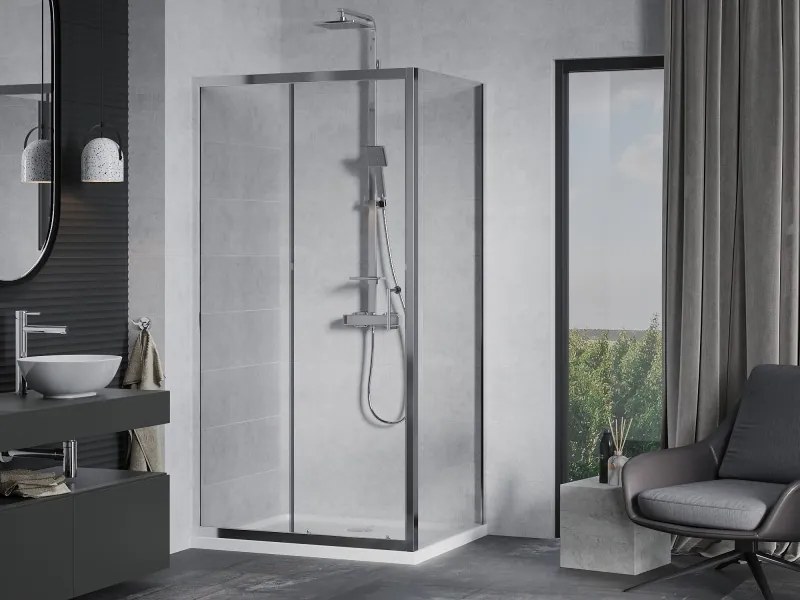 Mexen Apia cabine de duche de correr 120 x 90 cm, transparente, cromada + base Flat - 840-120-090-01-00-4010