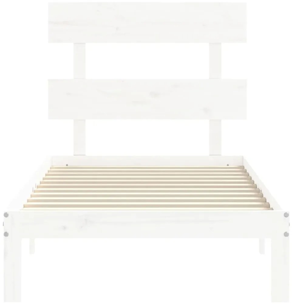 Cama sem colchão 90x200 cm madeira de pinho maciça branco