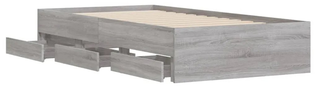 Estrutura de cama c/ gavetas derivados madeira cinza sonoma
