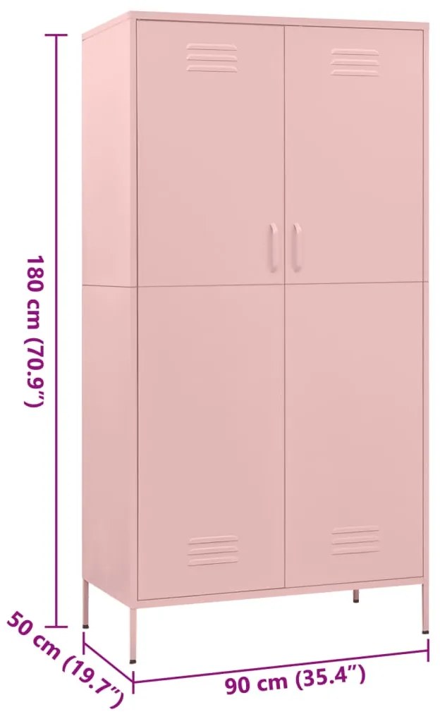 Roupeiro 90x50x180 cm aço rosa