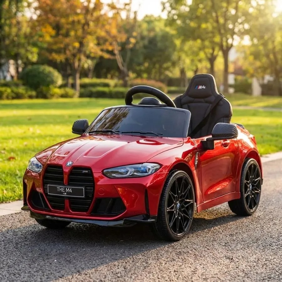 Carro elétrico para crianças BMW M4 12V pneus e borracha Vermelho