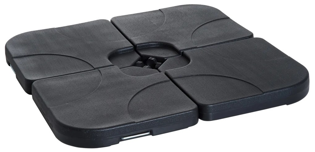 Outsunny Base para Chapéu de Sol de 4 Peças Suporte para Chapéu de Sol para Jardim Pátio Exterior 50x50x7,5cm Preto