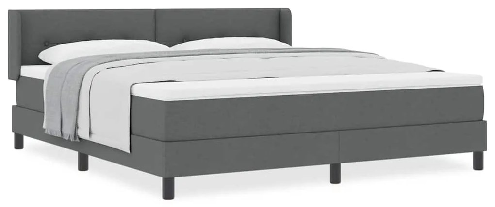 Cama Box com Colchão , Cinza Escuro, 180 x 200 cm, Tecido