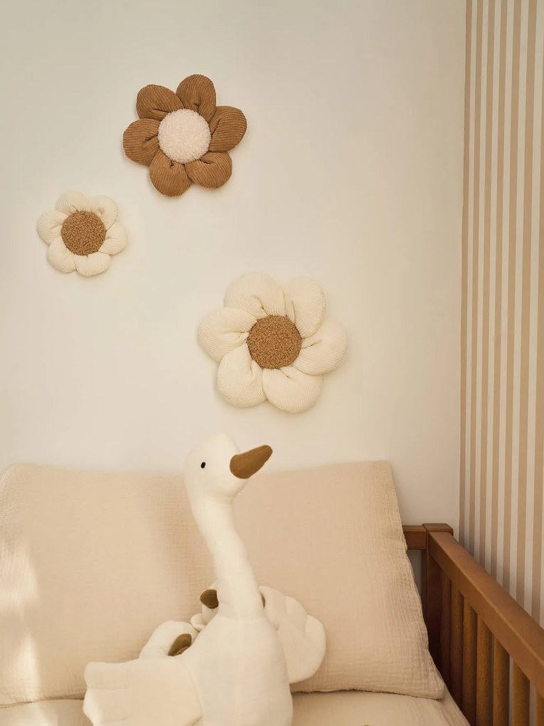 Lote de 3 flores em veludo bege