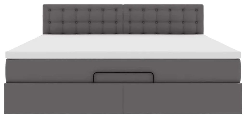Cama otomana com colchões &amp; LEDs 180x200 cm couro artificial