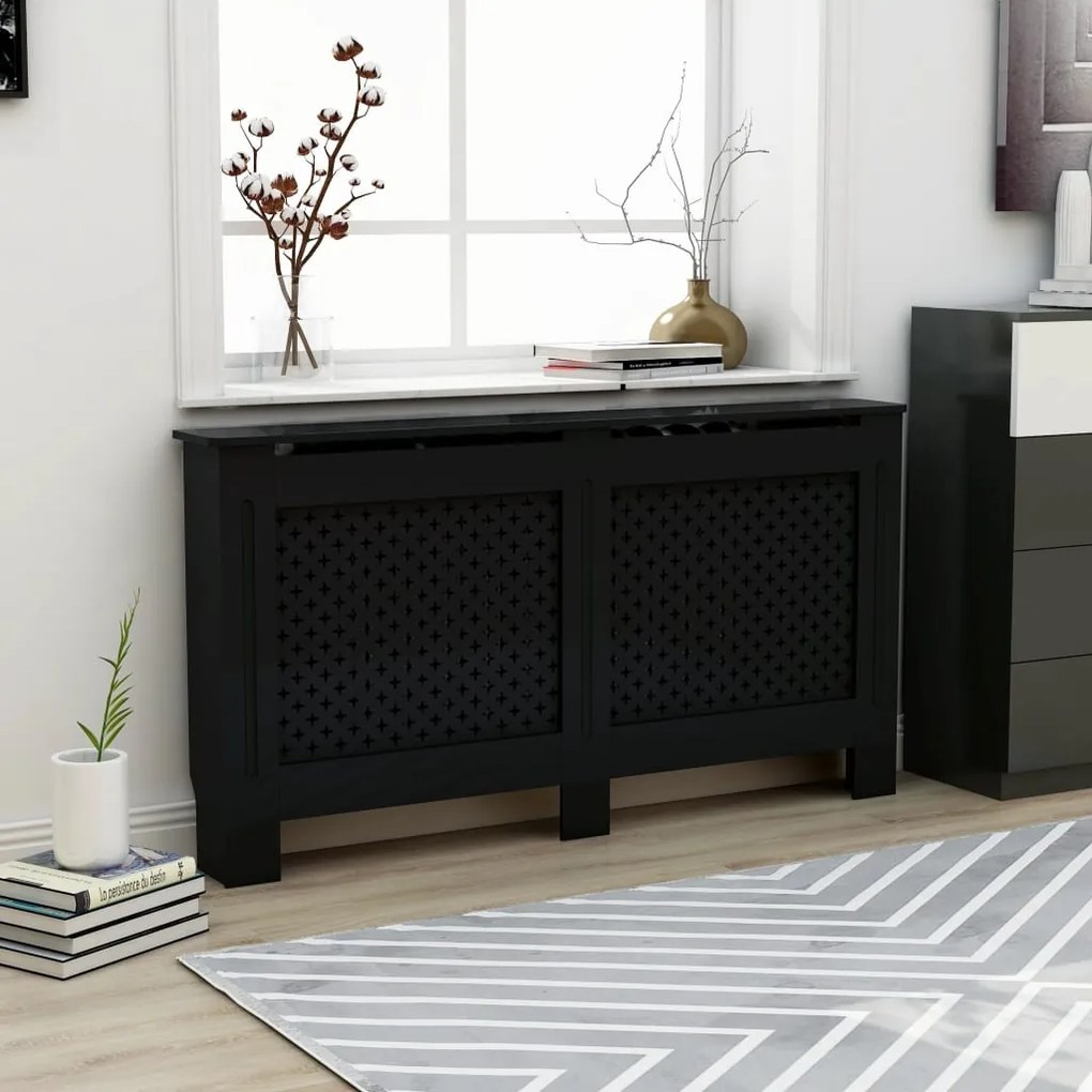 vidaXL Cobertura de radiador 152x19x81,5 cm MDF preto