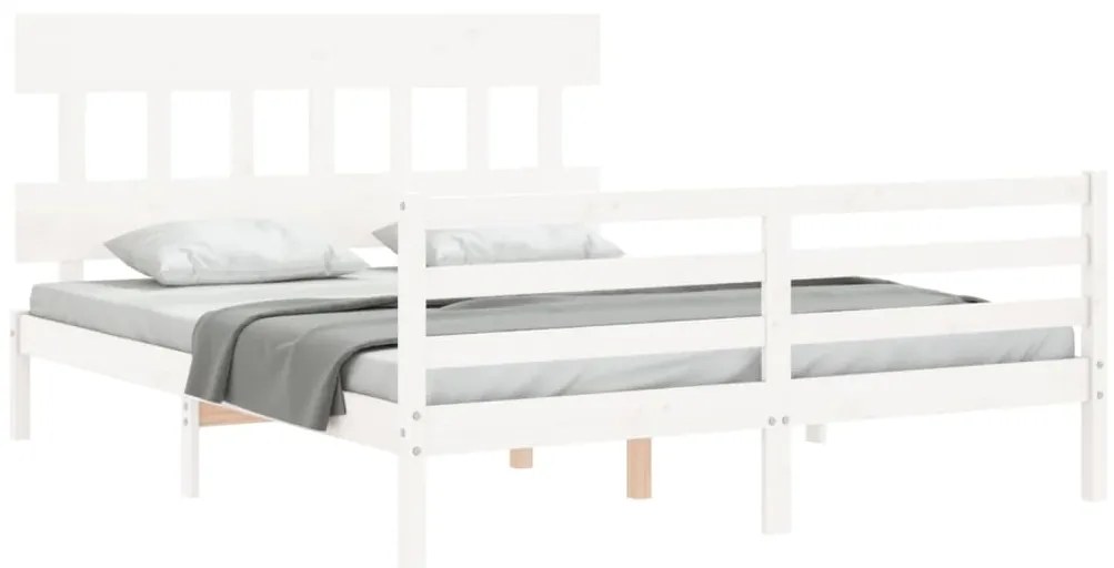 Estrutura de cama com cabeceira 160x200 cm madeira maciça