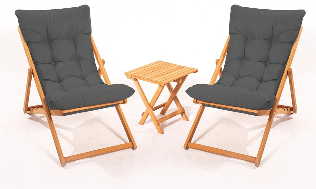 Conjunto de Mesa e Cadeiras de Jardim My005 – Cinzento Natural – Mesa: