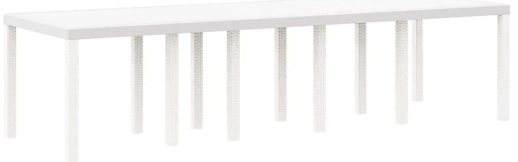 Mesa de Jardim Branca 300x100x73 cm Poly Rattan