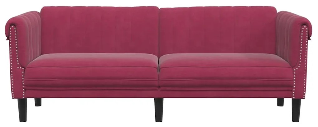 Sofá de 3 lugares veludo vermelho tinto
