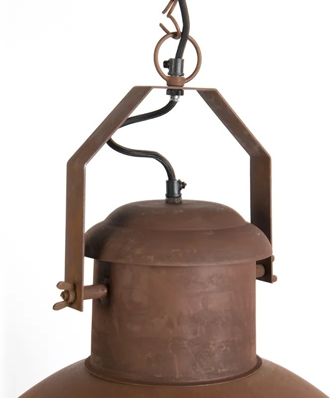 Candeeiro de suspensão industrial cor ferrugem com interior dourado - Engine Industrial,Country / Rústico