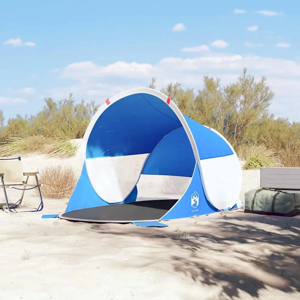 Tenda de praia pop-up impermeável azul ciano