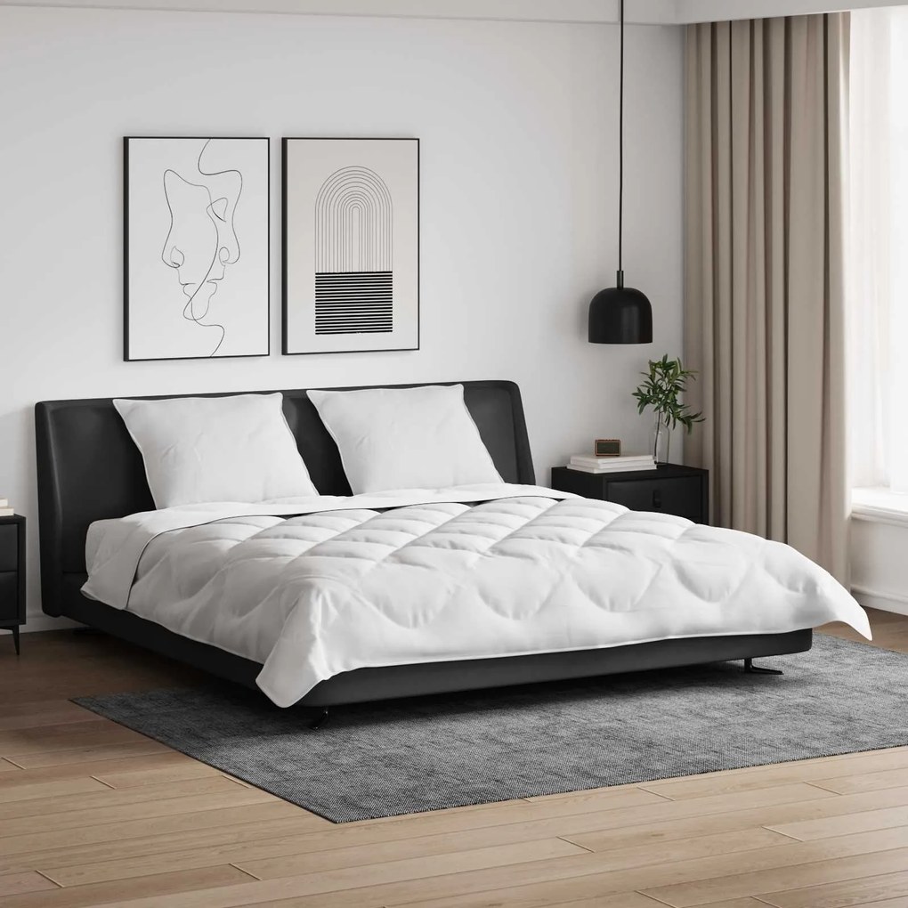 vidaXL Duvet com Travesseiros com travesseiro 3 pcs Branco Microfibra