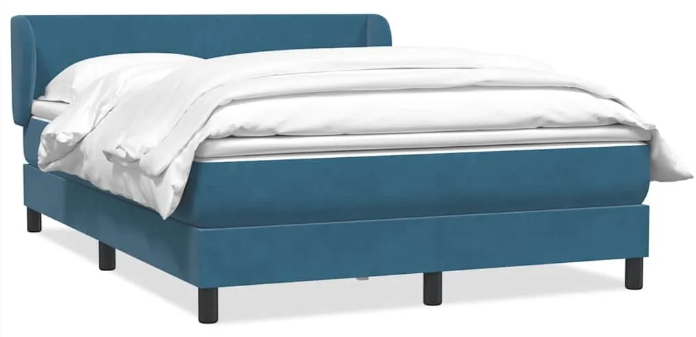 vidaXL Cama box spring com colchão 160x210 cm veludo azul escuro