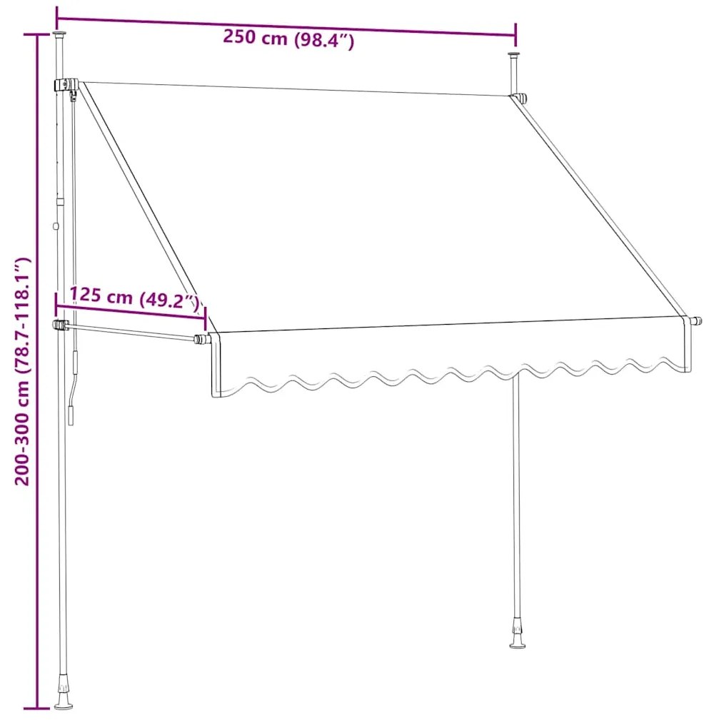 Toldo retrátil manual 250 cm creme