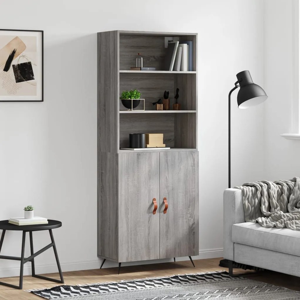 vidaXL Armário alto 69,5x34x180 cm derivados de madeira sonoma cinza