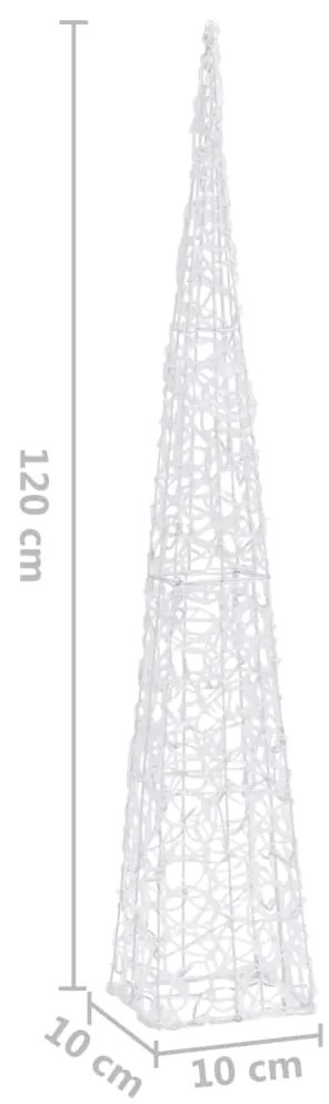 Cone de iluminação decorat. c/ LEDs acrílico 120 cm branco frio