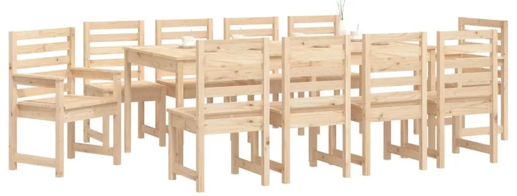 11 pcs conjunto de jantar p/ jardim madeira de pinho maciça