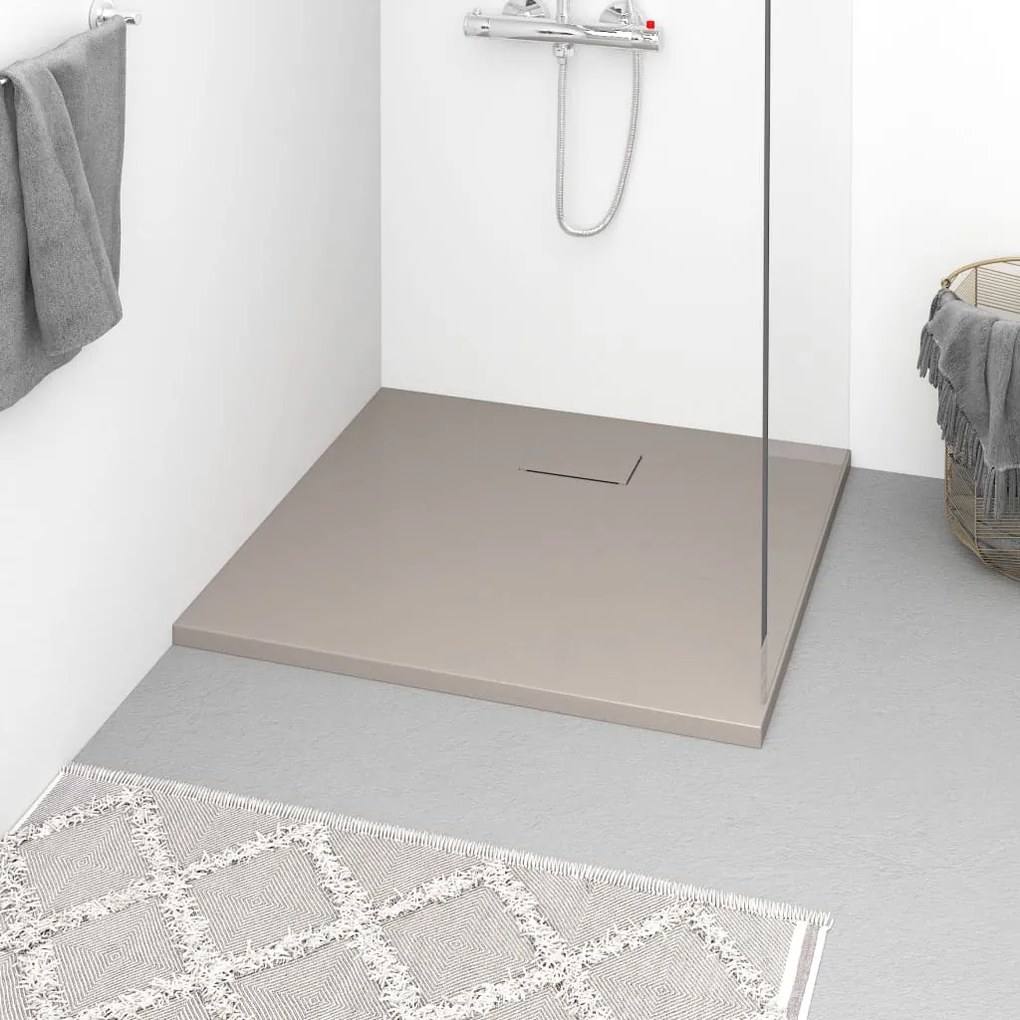148924 vidaXL Base de chuveiro SMC 90x80 cm castanho