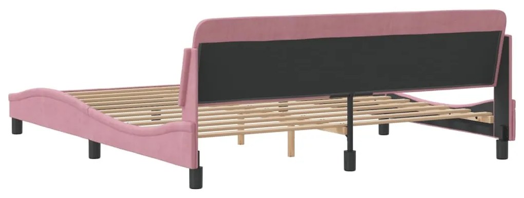 Estrutura cama c/ cabeceira sem colchão 180x200 cm veludo rosa