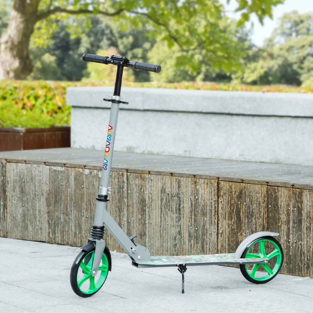 Trotinete para crianças dos 6 aos 12 anos, patinete dobrável de 2 rodas, altura ajustável, para meninas e meninos, patinete verde