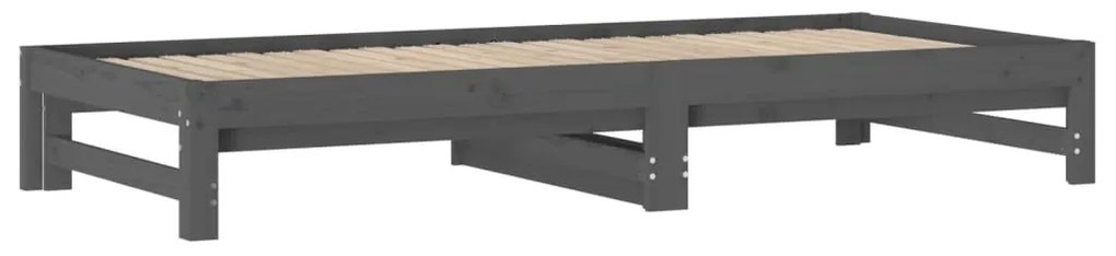 Sofá-cama de puxar 2x(90x200) cm pinho maciço cinza