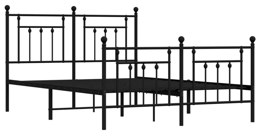 Estrutura de cama com cabeceira e pés 140x190 cm metal preto