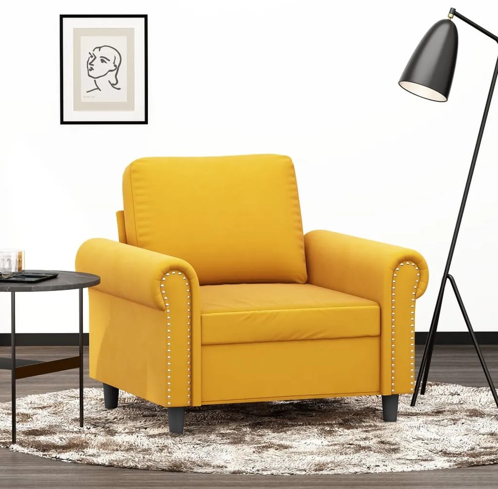 vidaXL Poltrona 60 cm veludo amarelo