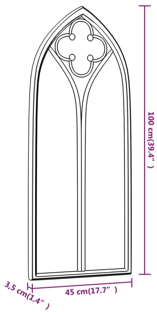 Espelho em ferro p/ uso no interior 100x45 cm preto