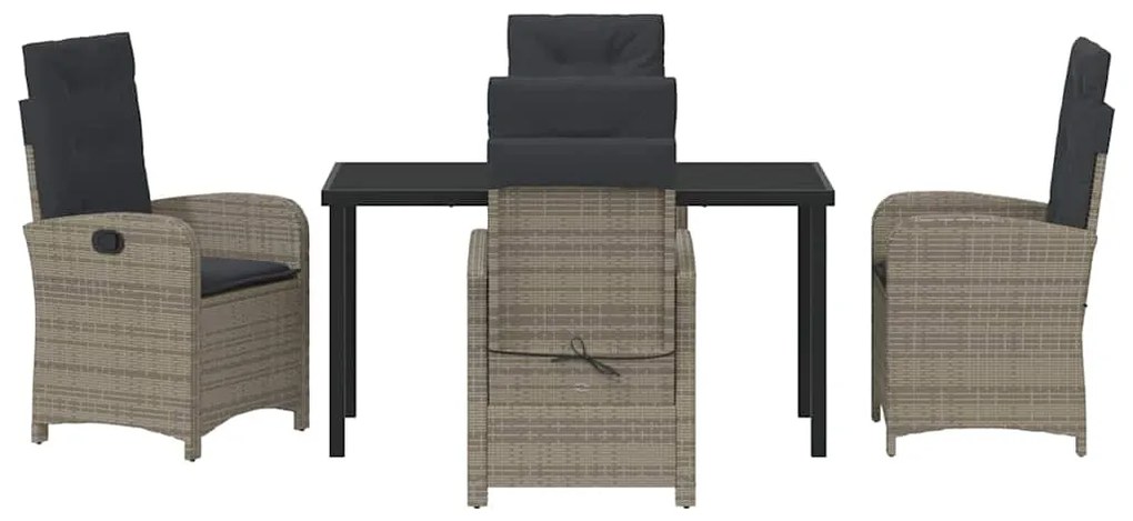 Conjunto de Jantar de Jardim de 5 Peças com Almofadas Cinza Rattan Pol