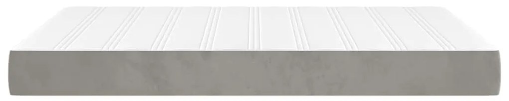 Colchão de molas ensacadas 120x210x20 cm veludo cinza-claro