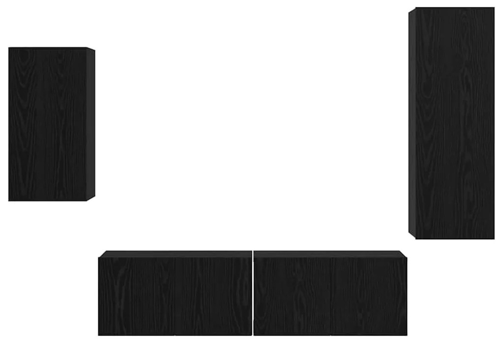 Conjunto de Estante para TV com prateleira 4 pcs Carvalho Preto
