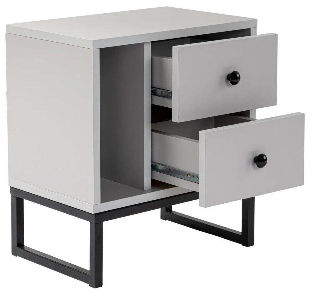 Mesa de Cabeceira "Glimmer" – Cinzento e Preto, 45,2x29,5x50 cm, Desig