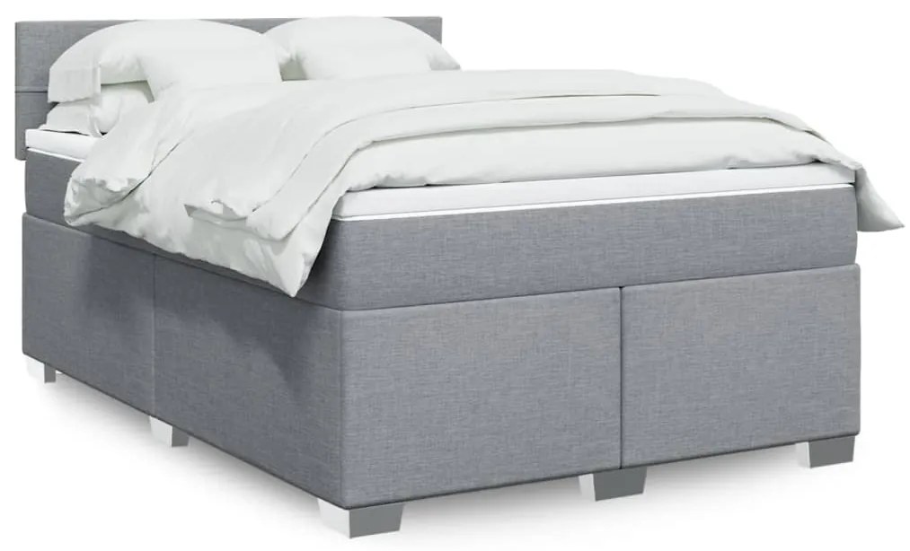 vidaXL Cama com molas/colchão 140x190 cm tecido cinzento-claro