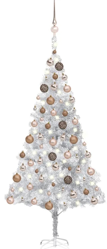 vidaXL Árvore Natal artificial pré-iluminada c/bola 180cm PET prateado