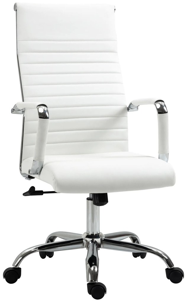 Vinsetto Cadeira de Escritório Ergonómica Giratória 360° Basculante com Altura Ajustável 54x62x104-114 cm Branco