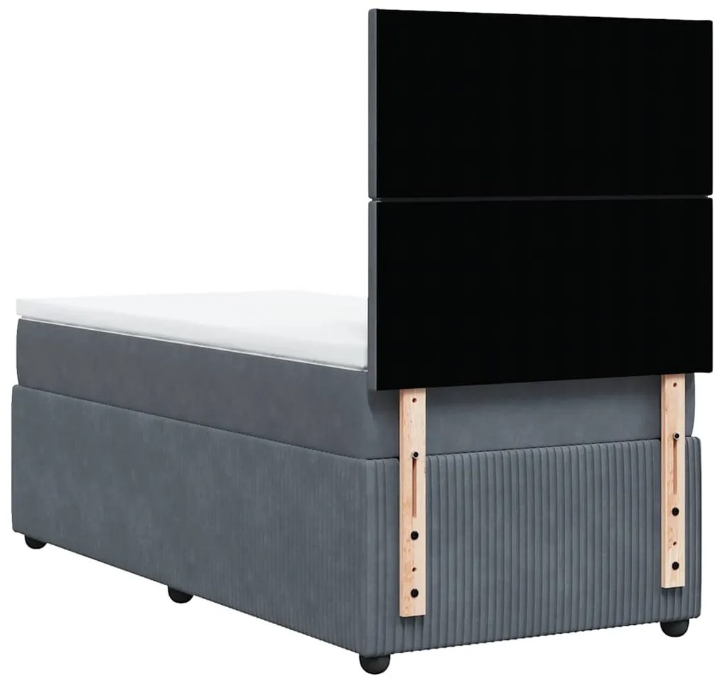 Cama com molas/colchão 90x200 cm veludo cinza-escuro
