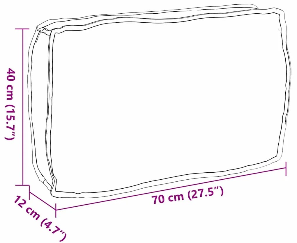 Almofada de Palete para Encosto Preta 70 x 40 x 12 cm em Tecido Oxford