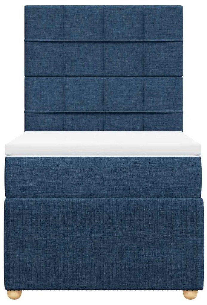 Cama com molas/colchão 90x190 cm tecido azul