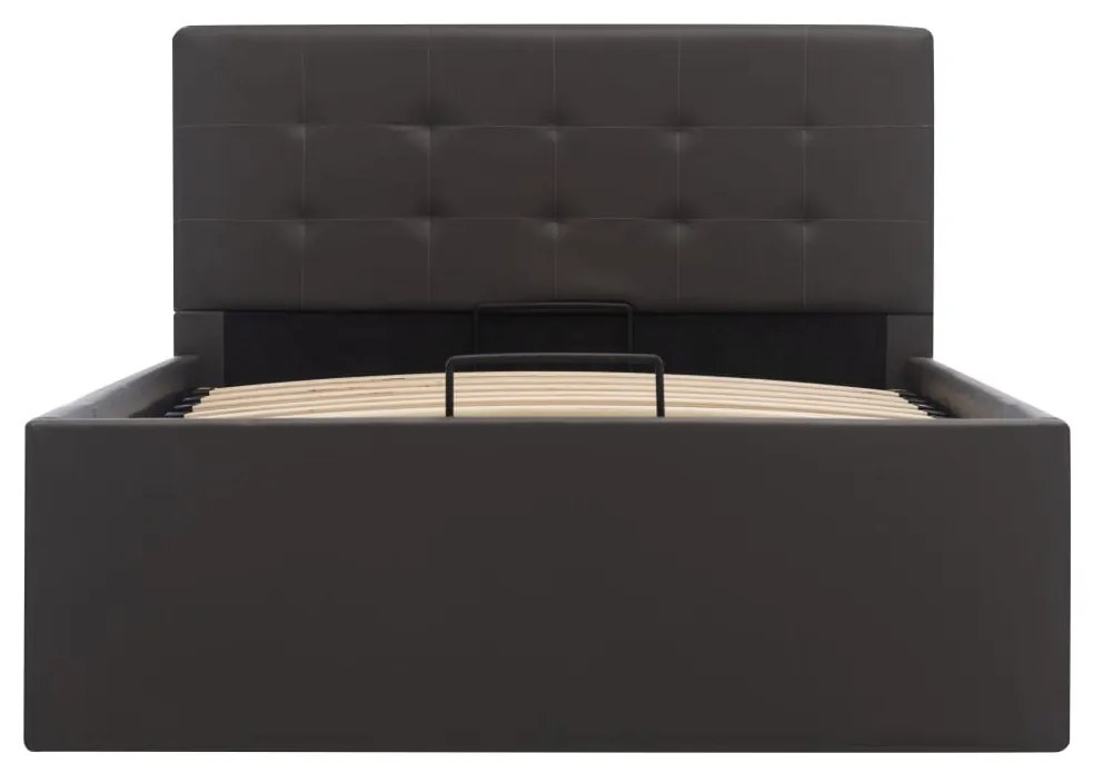 Cama hidráulica c/ arrumação 100x200cm couro artificial cinza