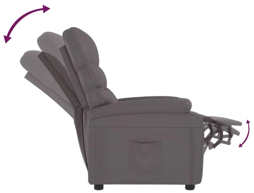 Poltrona reclinável couro artificial cinzento