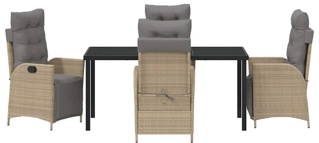 Conjunto de Jantar de Jardim com 5 Peças - Rattan Poly Bege