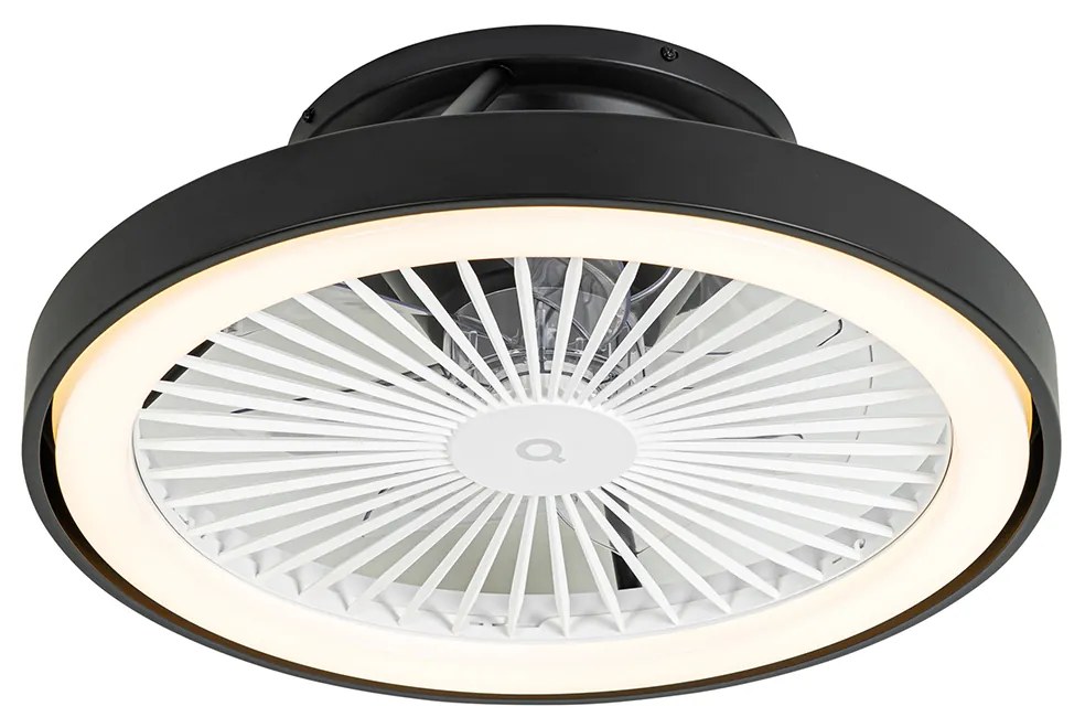 Ventilador de teto inteligente preto com LED e comando - Dave Moderno