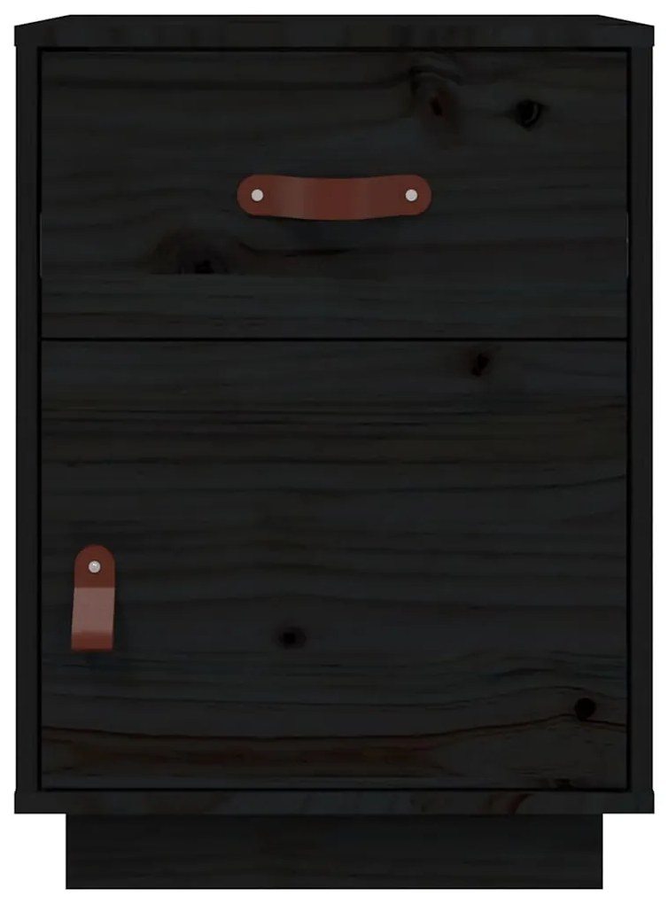 Mesa de cabeceira 40x34x55 cm madeira de pinho maciça preto