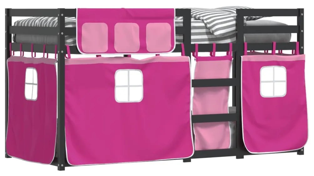 Beliche com cortinas 90x200 cm madeira de pinho maciça rosa