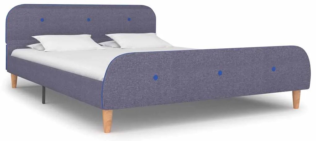Estrutura de cama sem colchão 135x190 cm tecido cinzento-claro