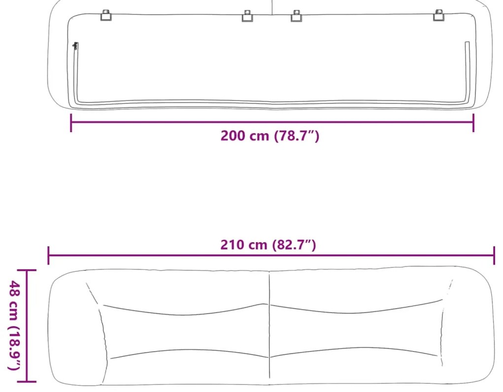 Almofadão de cabeceira 200 cm tecido cinzento-escuro