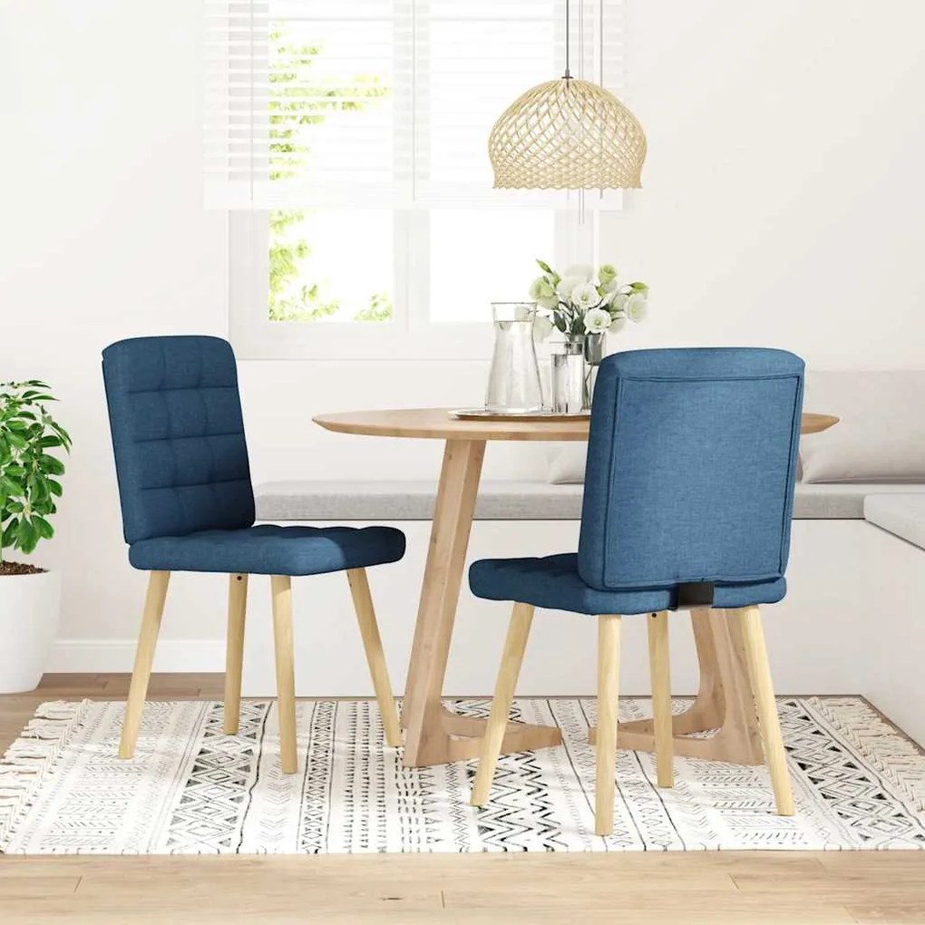 Cadeiras de jantar 2 pcs tecido azul