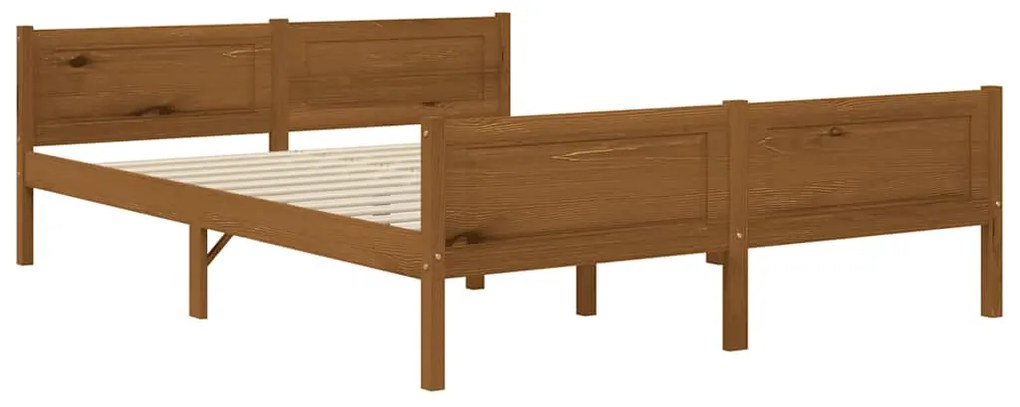 Estrutura de cama 140x200 cm pinho maciço castanho mel